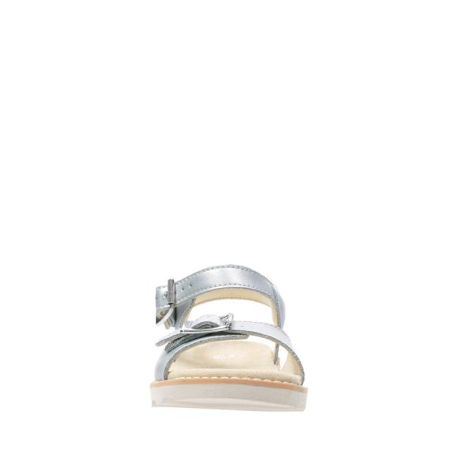 Girls' Clarks Crown Bloom Kid Sandals Silver | CLK963MOW