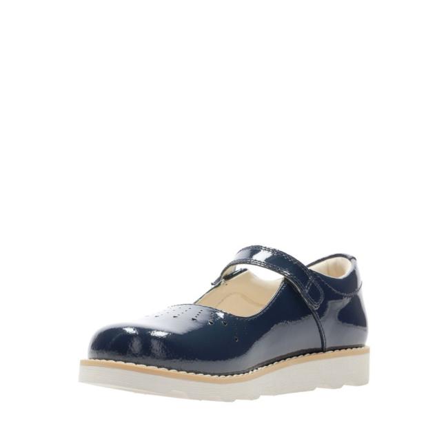 Girls' Clarks Crown Jump Kid School Shoes Navy | CLK630EZQ