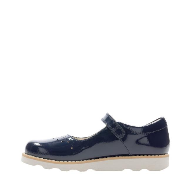 Girls' Clarks Crown Jump Kid School Shoes Navy | CLK630EZQ