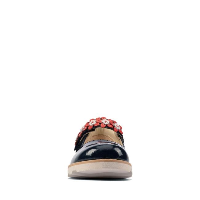 Girls' Clarks Crown Petal Kid School Shoes Navy | CLK730DVH