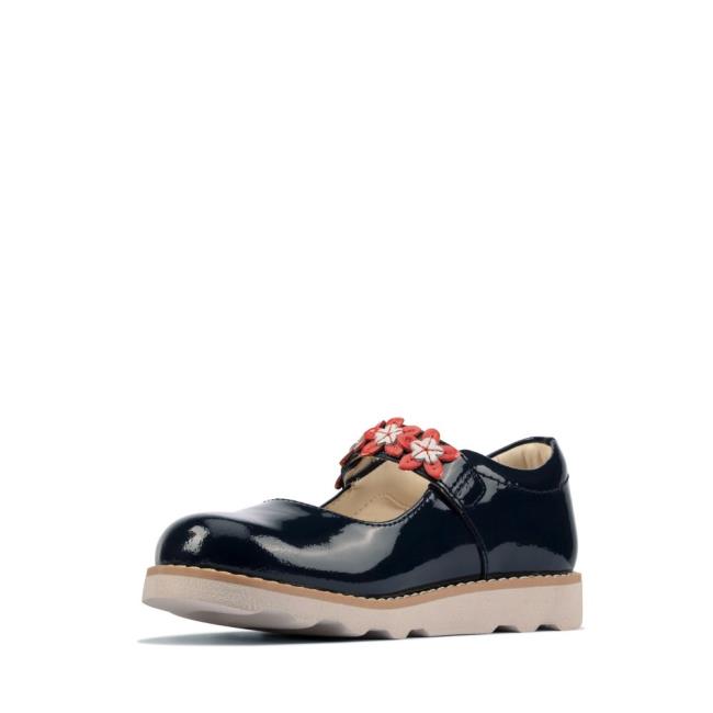 Girls' Clarks Crown Petal Kid School Shoes Navy | CLK730DVH