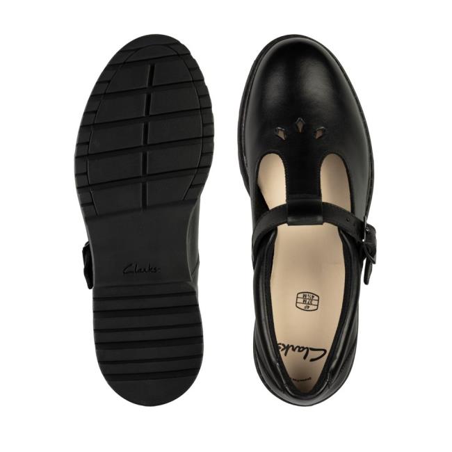 Girls' Clarks Dempster Bar Youth School Shoes Black | CLK326ZAB