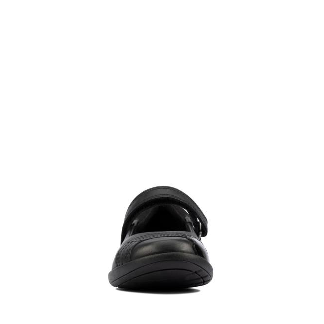 Girls' Clarks Etch Beam Kid School Shoes Black | CLK297BJC