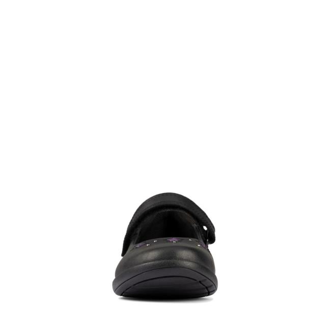 Girls' Clarks Etch Bright Kid School Shoes Black | CLK927IWQ