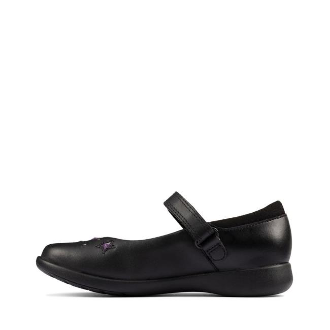 Girls' Clarks Etch Bright Kid School Shoes Black | CLK927IWQ