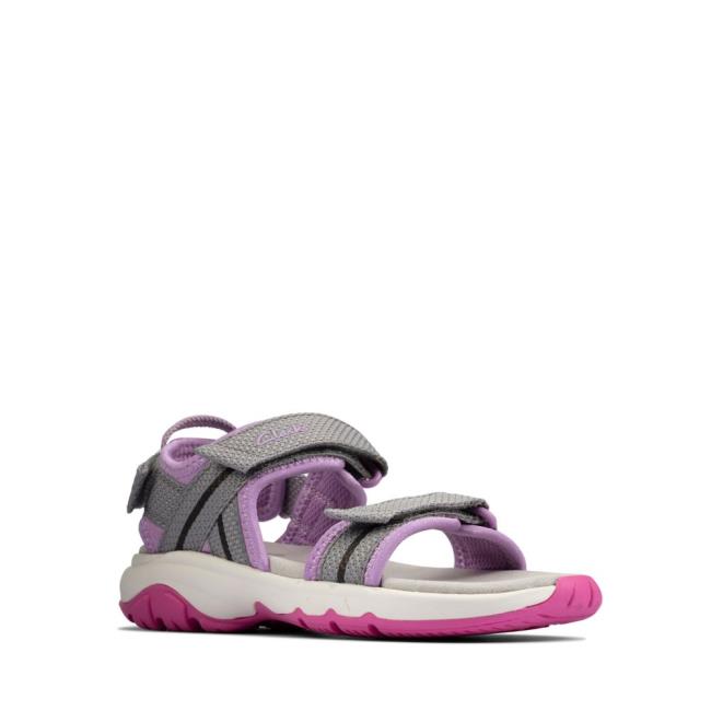 Girls' Clarks Expo Sea Kid Sandals Dark Grey | CLK975LKF