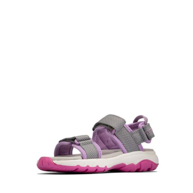 Girls' Clarks Expo Sea Kid Sandals Dark Grey | CLK975LKF