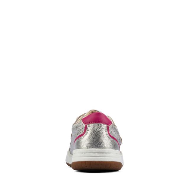 Girls' Clarks Fawn Solo Kid Sneakers Metal | CLK194OAP