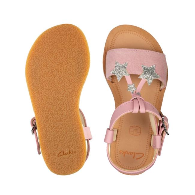 Girls' Clarks Finch Summer Kid Sandals Light Pink | CLK379HEO