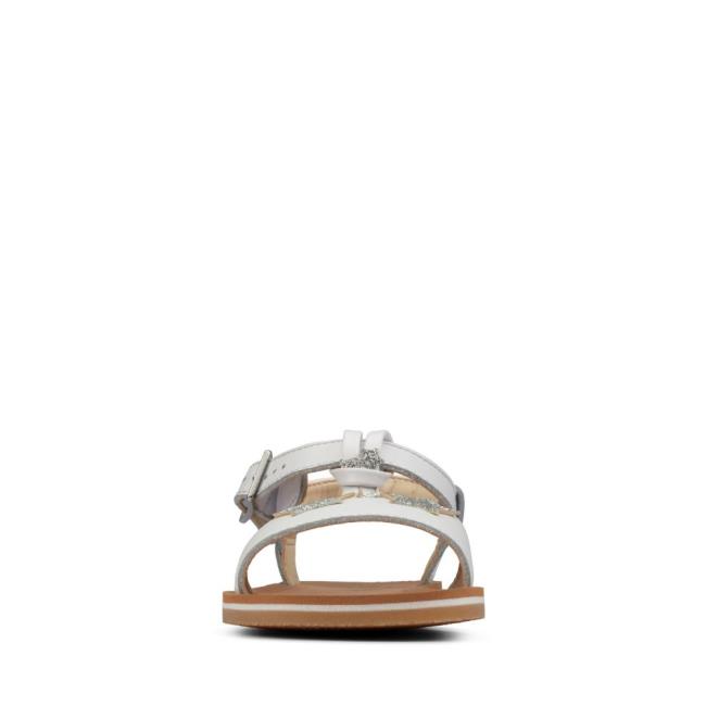 Girls' Clarks Finch Summer Youth Sandals White | CLK762PNS