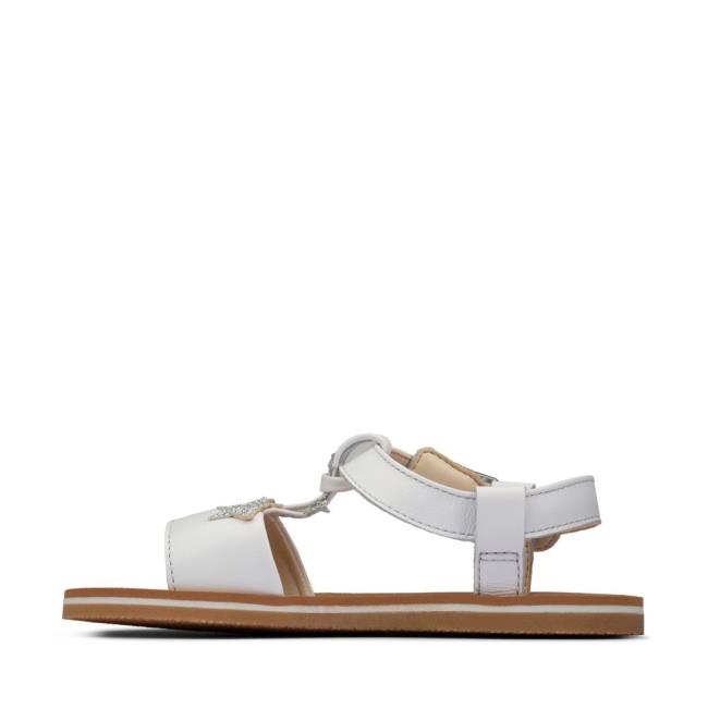 Girls' Clarks Finch Summer Youth Sandals White | CLK762PNS