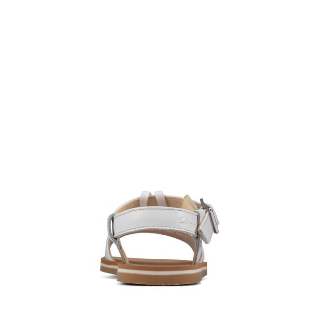 Girls' Clarks Finch Summer Youth Sandals White | CLK762PNS