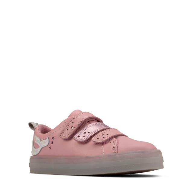 Girls' Clarks Flare Shell Lo Kid School Shoes Pink | CLK281TGK