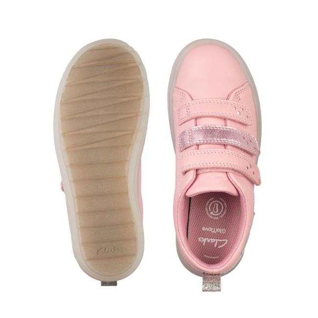 Girls' Clarks Flare Shell Lo Kid School Shoes Pink | CLK281TGK