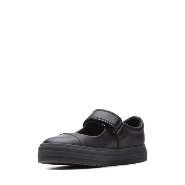 Girls' Clarks Flare Shine Kid School Shoes Black | CLK248MCO