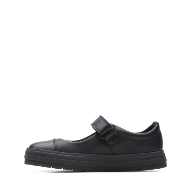 Girls' Clarks Flare Shine Kid School Shoes Black | CLK248MCO