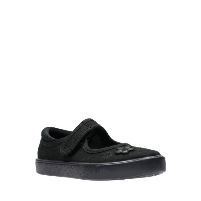 Girls' Clarks Hopper Go Kid Canvas Shoes Black | CLK234IAW