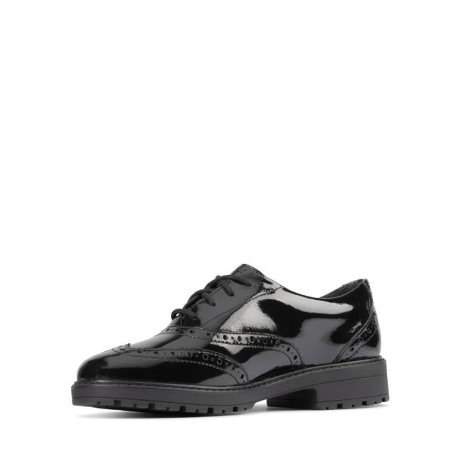 Girls' Clarks Loxham Brogue Youth School Shoes Black | CLK729OIK