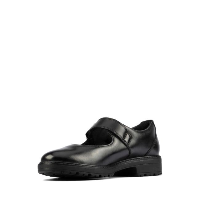 Girls' Clarks Loxham Walk Youth School Shoes Black | CLK385IVC