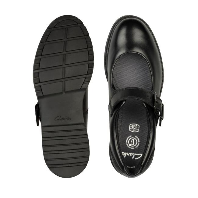 Girls' Clarks Loxham Walk Youth School Shoes Black | CLK385IVC