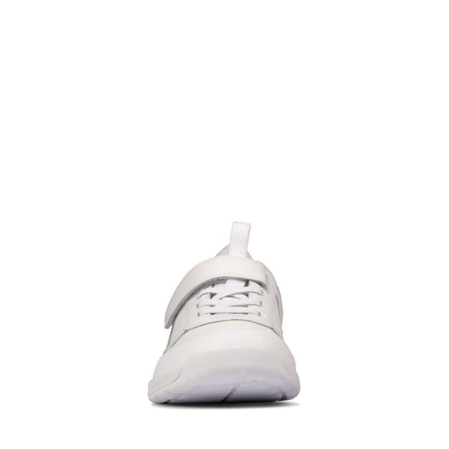 Girls' Clarks Orbit Sprint Youth Sneakers White | CLK190JQB