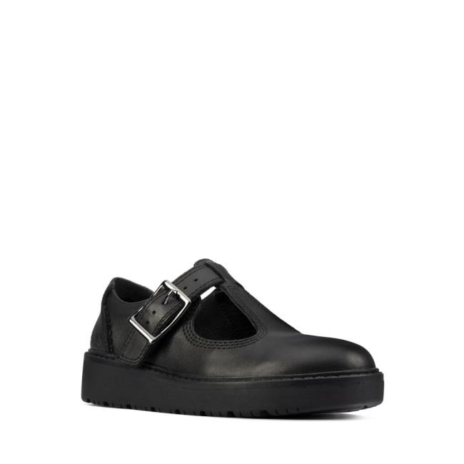 Girls' Clarks Plain Move Kid School Shoes Black | CLK820UVM