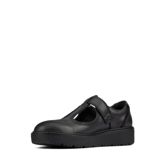 Girls' Clarks Plain Move Kid School Shoes Black | CLK820UVM