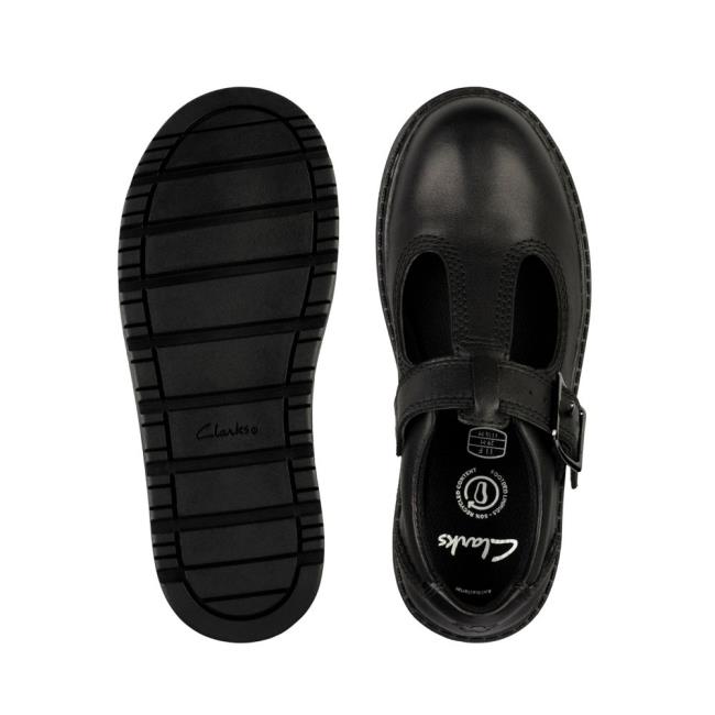 Girls' Clarks Plain Move Kid School Shoes Black | CLK820UVM