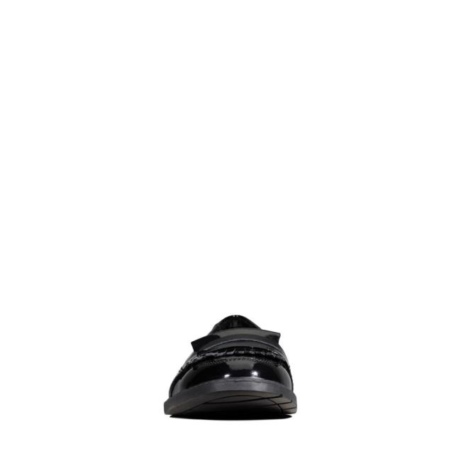 Girls' Clarks Scala Bright Kid School Shoes Black | CLK843KZY