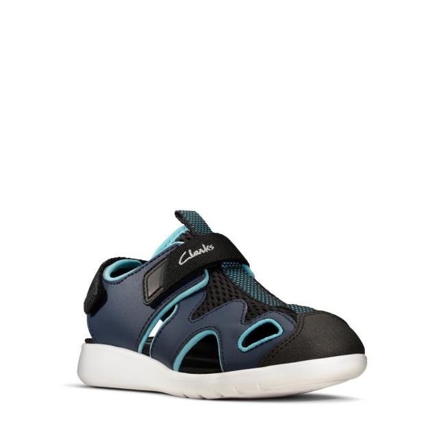 Girls' Clarks Scape Surf Kid Sandals Navy | CLK361VIJ