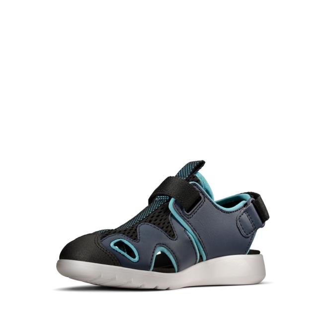 Girls' Clarks Scape Surf Kid Sandals Navy | CLK361VIJ