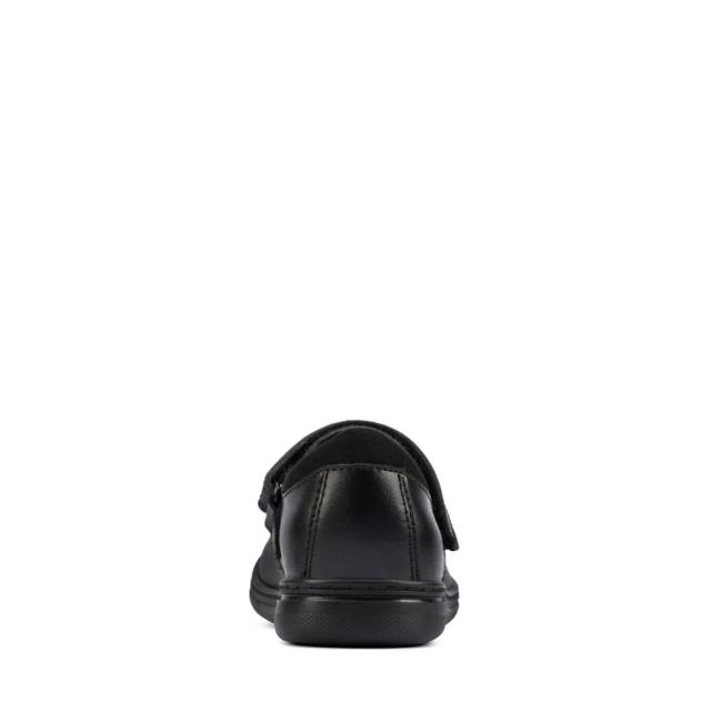 Girls' Clarks Scooter Daisy Kid School Shoes Black | CLK641BDM