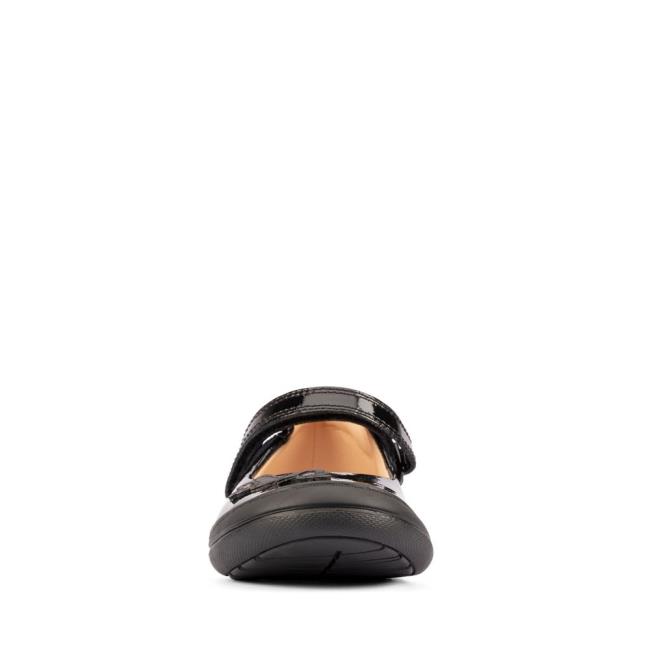 Girls' Clarks Scooter Daisy Kid School Shoes Black | CLK856ZJN