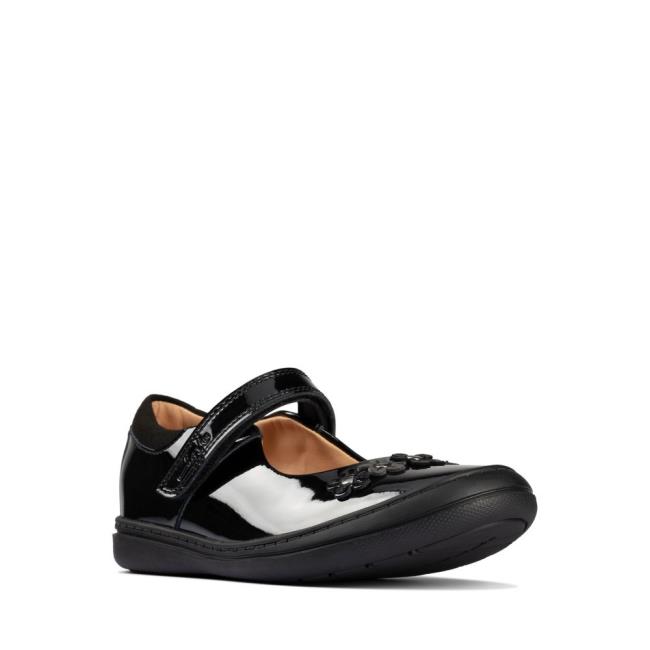 Girls' Clarks Scooter Jump Kid School Shoes Black | CLK521OLG