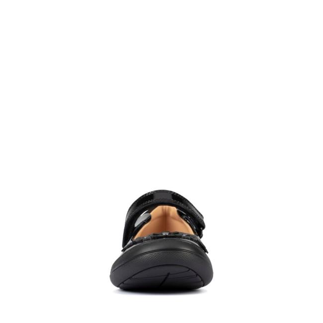 Girls' Clarks Scooter Jump Kid School Shoes Black | CLK521OLG