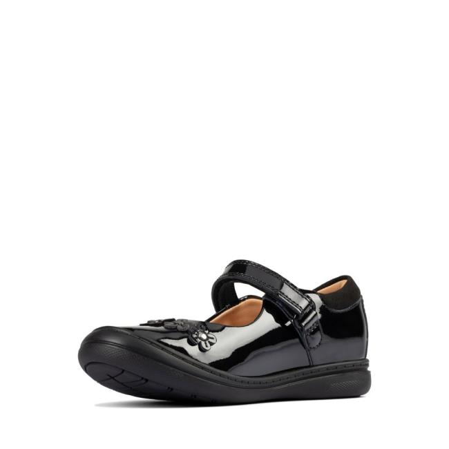 Girls' Clarks Scooter Jump Kid School Shoes Black | CLK521OLG