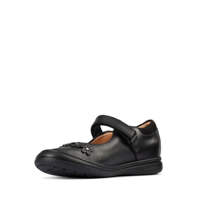 Girls' Clarks Scooter Jump Kid School Shoes Black | CLK713QIH