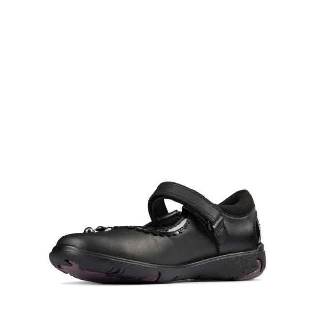 Girls' Clarks Sea Shimmer Kid School Shoes Black | CLK860CAX