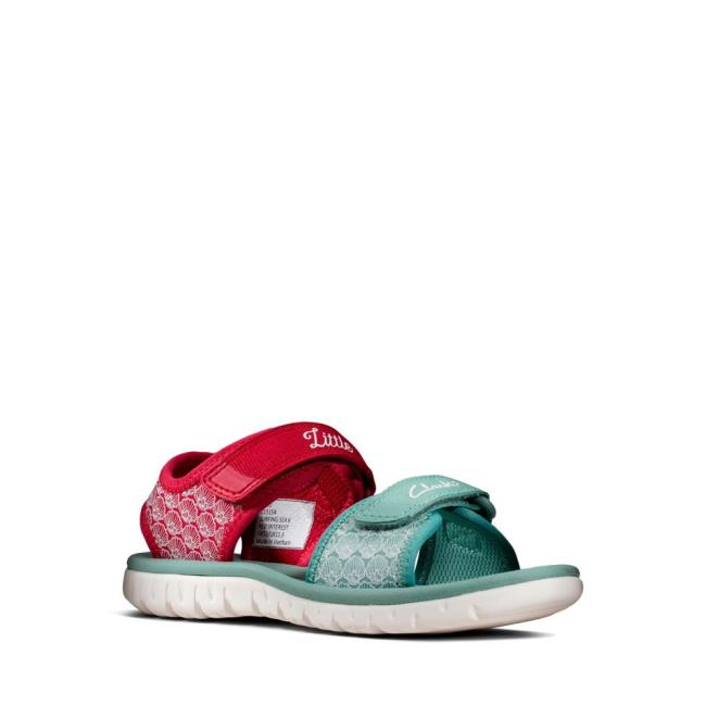 Girls' Clarks Surfing Sea Kid Sandals Red | CLK086HKO