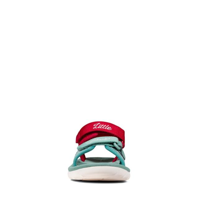 Girls' Clarks Surfing Sea Kid Sandals Red | CLK086HKO