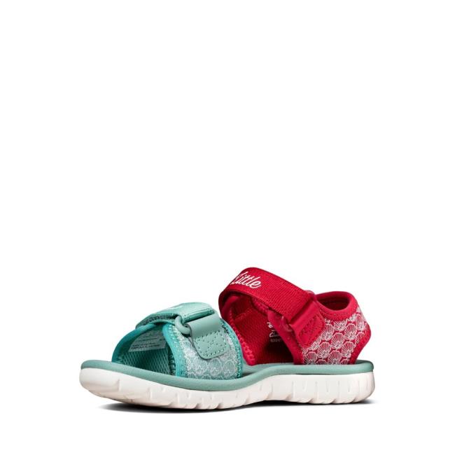 Girls' Clarks Surfing Sea Kid Sandals Red | CLK086HKO