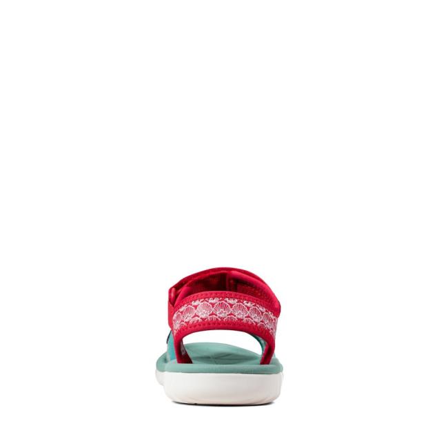 Girls' Clarks Surfing Sea Kid Sandals Red | CLK086HKO