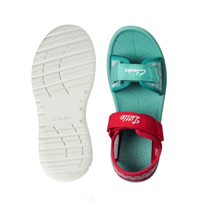 Girls' Clarks Surfing Sea Kid Sandals Red | CLK086HKO