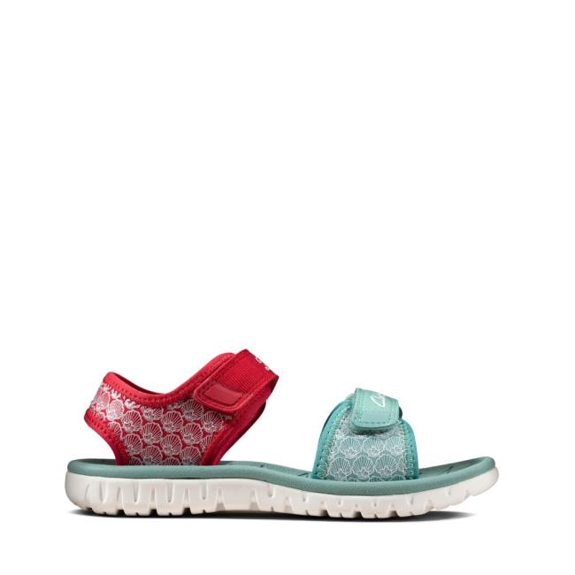 Girls\' Clarks Surfing Sea Kid Sandals Red | CLK086HKO