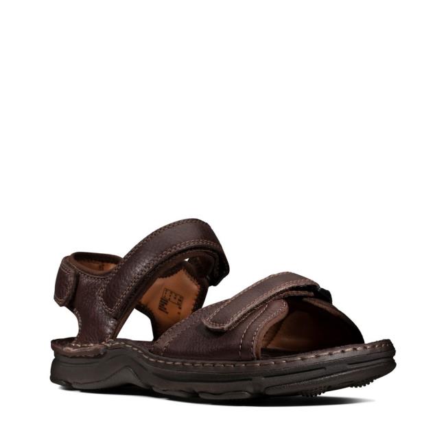 Men's Clarks ATL Part Sandals Dark Brown | CLK723FZY