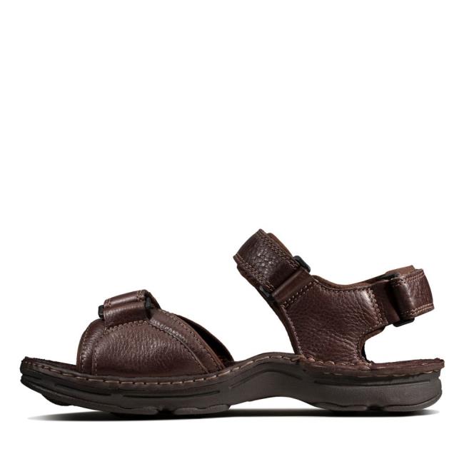 Men's Clarks ATL Part Sandals Dark Brown | CLK723FZY