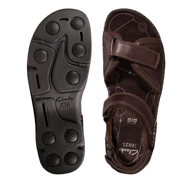 Men's Clarks ATL Part Sandals Dark Brown | CLK723FZY