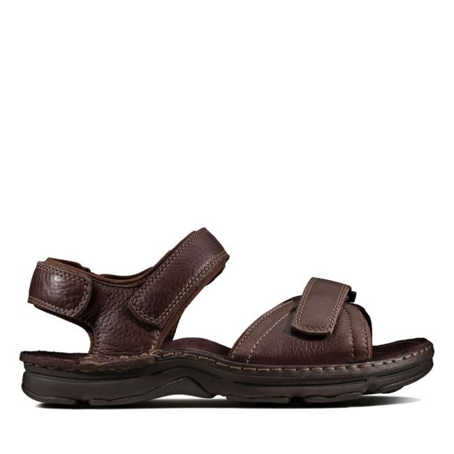 Men\'s Clarks ATL Part Sandals Dark Brown | CLK723FZY