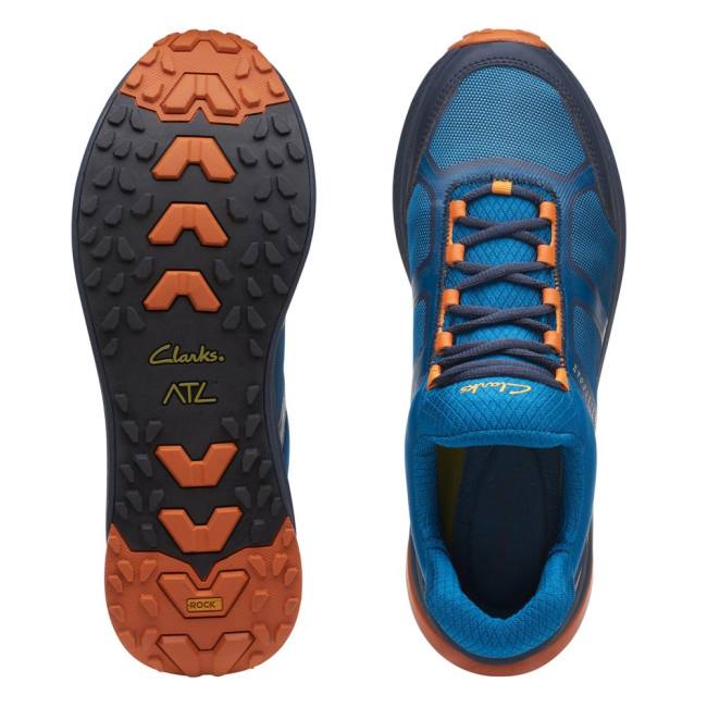 Men's Clarks ATL Trail Lo Sneakers Blue | CLK976NVZ