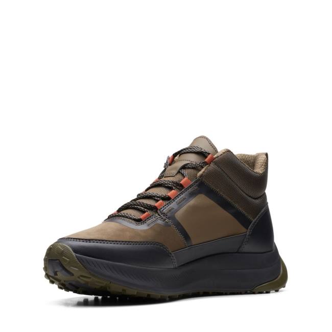 Men's Clarks ATL Trail Up Waterproof Sneakers Dark Olive | CLK163UJP